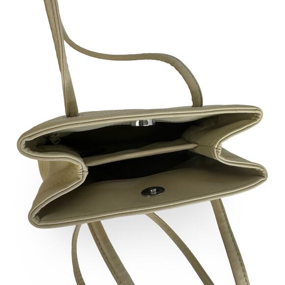 Vintage Nine West Creamy Off-White Grommet Handle Tote Purse | Soft Faux Leather - Picture 13 of 16